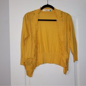Sparrow Mustard Yellow Cardigan with Ruffle Detail